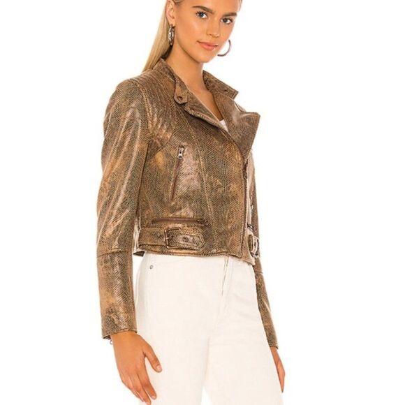 Free People Fenix Vegan Leather Snakeskin Jacket XS NWT - Picture 15 of 16